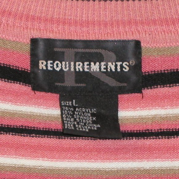 Sleeveless Sweater Tank Top Requiremets L Knit Turtleneck Striped --Like New - Picture 5 of 5